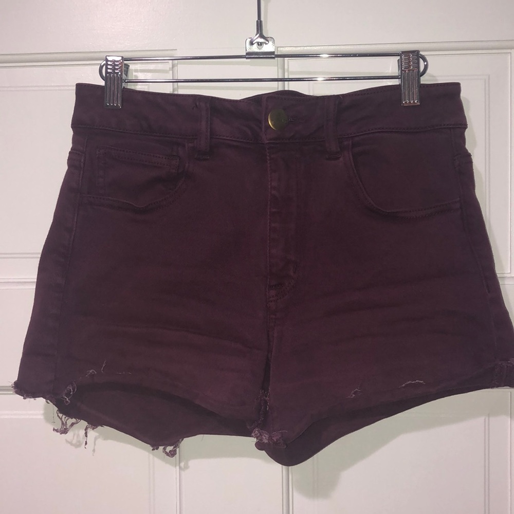 Maroon AE High Waisted Shorts